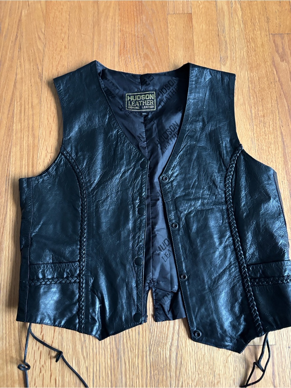 Hudson Leather Women's Black Braided Leather Vest
